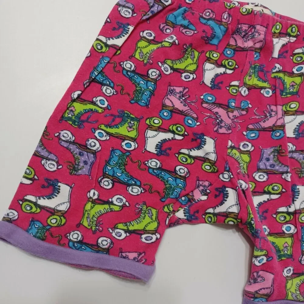 Hatley Girls 6 Sleep Shorts Pink Colorful Roller Skates‎ Elastic Pull On Waist
